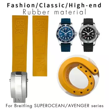 Ремешок HAODEE резиновый для наручных часов, аксессуары для часов Breitling Avenger Heritage Superocean Sports, водонепроницаемый браслет для наручных часов, 20 мм 22 мм 24 мм
