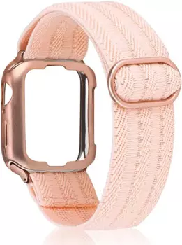 Ремешок и чехол для Apple Watch band 44 мм 40 мм 45 мм 41 мм, эластичный нейлоновый браслет из ткани для iWatch Series 3 4 5 SE 6 7