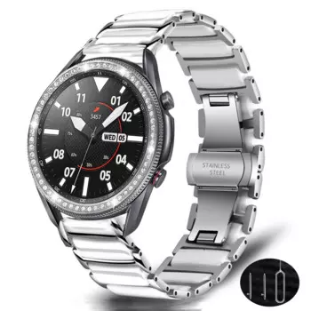 Ремешок и петля для часов samsung galaxy watch 3, керамический браслет из нержавеющей стали, 41 мм 45 мм 46 мм 42 мм