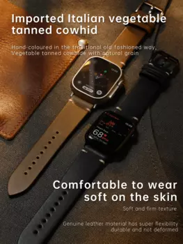 Ремешок итальянский для Apple Watch Band, кожаный браслет для Series 9 7 8 5 6 SE Ultra 2 49 мм 44 мм 40 мм, 45 мм 41 мм