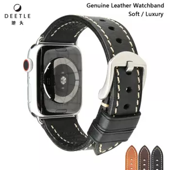 Ремешок из натуральной кожи для Apple Watch, спортивный браслет для iWatch 6 SE 5 4 3 2 1, 38 мм 40 мм 42 м 44 мм