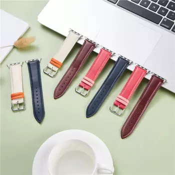 Ремешок из натуральной кожи для наручных часов Apple Series 6 SE 5 4 3, Модный Красочный браслет для девушек, 38 мм 40 мм 42 мм 44 мм