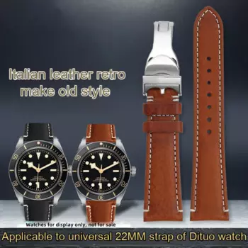 Ремешок из натуральной кожи Подходит для TUDOR BLACK BAY 1958 Бронзовый черный Bay маленький красный цветок из итальянской воловьей кожи мужские коричневые 22 мм