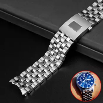 Ремешок из нержавеющей стали 316L с изогнутым концом для IWC Pilot Little Prince IW37771 377710 Mark 17 18, цепочка для часов, 20 мм 21 мм