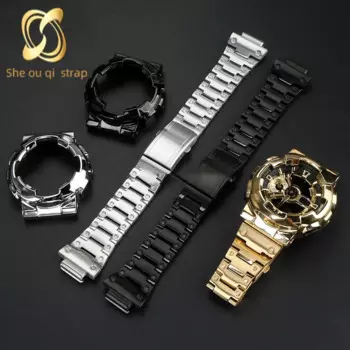 Ремешок из нержавеющей стали для Casio G-shock GA110 120 140 GD1Watch, ремешок и аксессуары из искусственной стали, двойное нажатие кнопки лука