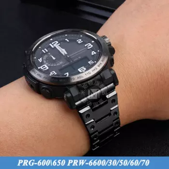 Ремешок из нержавеющей стали для часов Casio PROTREK 650 PRW6600/30/50/60/70, модифицированный мужской браслет, 24 мм, 23 мм, черный