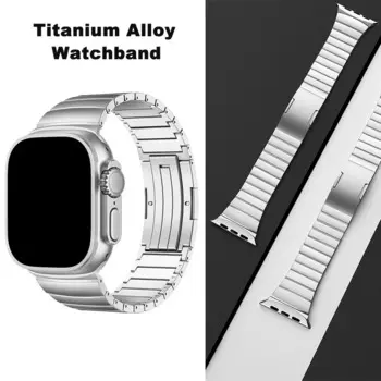 Ремешок из титанового сплава для Apple Watch Ultra2 49 мм 45 мм 44 мм 42 мм 41 мм 40 мм 38 мм, браслет 60g для iwatch 8/7/6/2024, 5/4