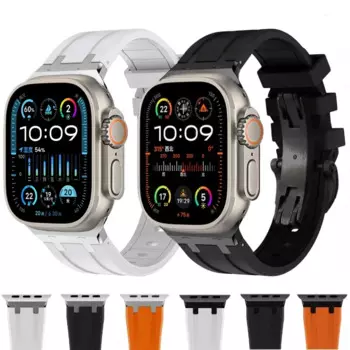 Ремешок из жидкого силикона для Apple Watch Ultra2 49 мм 10 9 8 7 46 мм 45 мм 41 мм, металлический браслет с пряжкой-бабочкой 6 5 4 SE2 44 мм 40 мм