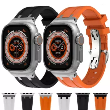 Ремешок из жидкого силикона для Apple Watch Ultra/2 49 мм 10 42/46 мм 9 8 7 45 мм 41 мм, металлическая пряжка-бабочка для iWatch 6 5 4 3 SE 44 мм 40 мм