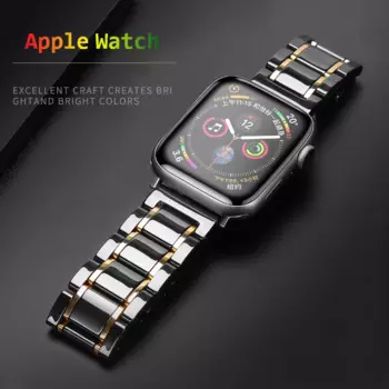 Ремешок керамический для Apple Watch Band 44 мм 44 мм 40 мм 41 мм 38 мм 42 мм 45 мм 49 мм, роскошный браслет из нержавеющей стали для iWatch series 3 5 se 6 7 8 ultra