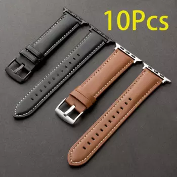 Ремешок кожаный для Apple Watch 38/40/41 мм, женский браслет для iWatch Ultra 8 7 6 SE 5 4 3, мужской браслет 42/44/45/49 мм, 10 шт.