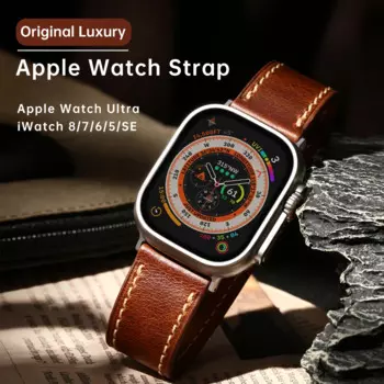 Ремешок кожаный для Apple Watch Ultra 2 49 мм, браслет для iWatch Series 9 8 7 6 5 SE 45 мм 44 мм 41 мм 40 мм