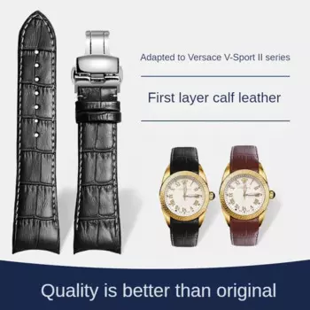 Ремешок кожаный для часов с ремешком для часов VERSAC V-Sportll Series VE130015/160017, ремешок из воловьей кожи для часов с изогнутым интерфейсом, 24 мм