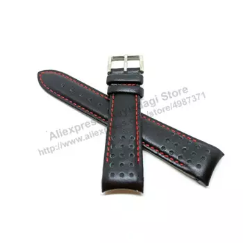 Ремешок кожаный для часов Seiko Sportura 7T62-0KW0 - SNAE69P2 , 7T04-0AL0-SPC141P1, черный, 21 мм