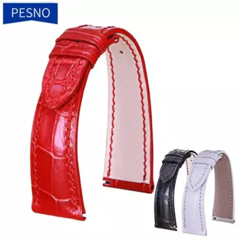 Ремешок кожаный для наручных часов PESNO, 19 мм, черный, белый, красный, подходит для Patek Philips осложнения 4937 г/4947R/4948R