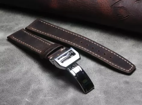 Ремешок кожаный мужской ручной работы для IWC Watch Band 20 мм 21 мм 22 мм, ретро темно-коричневый браслет с застежкой-бабочкой
