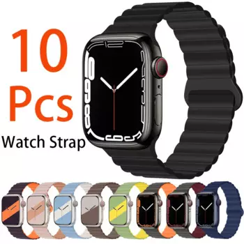 Ремешок магнитный для iWatch Band 44 мм 40 мм 45 мм 41 мм 42 мм 38 мм, силиконовый браслет для iWatch 3 5 4 6 SE Series 7, 10 шт.