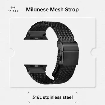 Ремешок Maikes для Apple Watch Ultra 2, браслет из нержавеющей стали 316L «Миланская петля» для Apple Watch 45 мм 44 мм 41 мм 40 мм
