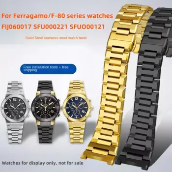 Ремешок металлический для мужских часов Ferragamo F-80, серия SFUO00221, высокоточный стальной ремешок для часов