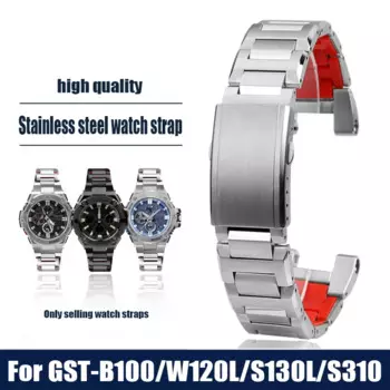 Ремешок мужской из нержавеющей стали с красным фоном для Casio GST-S130 120 110 W130 B100 210