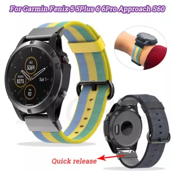 Ремешок нейлоновый для наручных часов Garmin Fenix 6 6X Pro 5X 5 Plus Forerunner 935 945 S60 S62 Quatix5
