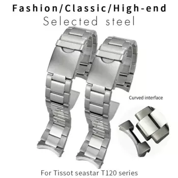 Ремешок PCAVO 22 мм для Tissot T120417, мужской серебристый металлический ремешок для часов, твердый браслет из нержавеющей стали