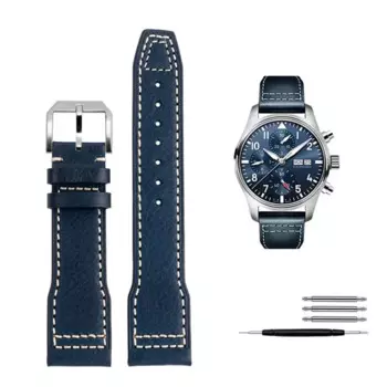 Ремешок PCAVO для IWC из натуральной кожи для наручных часов, итальянский Браслет из воловьей кожи с большим пилотом, черный коричневый синий мужской браслет, 20 мм 21 мм