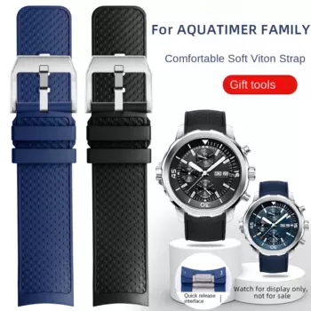 Ремешок резиновый для IWC AQUATIMER FAMILY 356802 376705 376710 специальный быстросъемный ремешок VITON 22 мм FMK ремешок для часов синий браслет