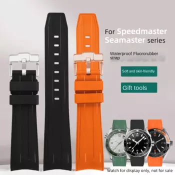 Ремешок резиновый для Omega Seamaster 300/600/, 21 мм, мягкий ремешок с флюорубером, сменный мужской браслет с изогнутым интерфейсом