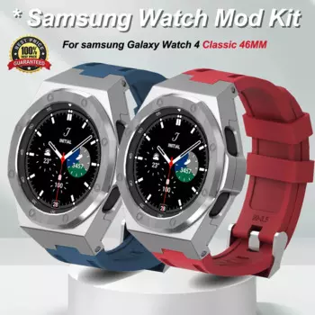 Ремешок резиновый для Samsung Watch 4 classic 46 мм, корпус из нержавеющей стали для часов 5Pro 45 мм 4/5 44 мм 40 мм