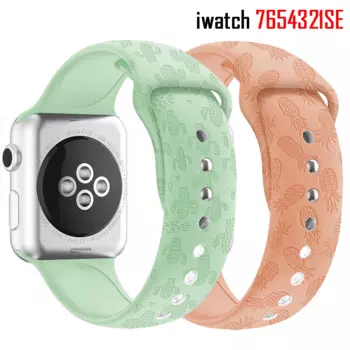 Ремешок силиконовый для Apple Watch Band 44 мм 40 мм 45 мм 41 мм 42 мм 38 мм, спортивный браслет с тиснением для часов iWatch Series 7 6 5 4 3 SE