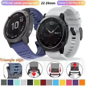 Ремешок силиконовый для Garmin Fenix 6 6X 5X 5 Plus 3 3 HR, быстросъемный браслет Forerunner 945 935 Enduro S62, 22 мм 26 мм