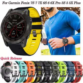 Ремешок силиконовый для наручных часов Garmin Fenix 7S 7 7X 6S 6 6X Pro 5S 5 5X Plus 3HR