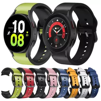 Ремешок сменный из кожи и силикона для Samsung Galaxy Watch 5 Pro 45 мм/Watch 5 44 мм 40 мм/Watch 4 Classic 46 мм 42