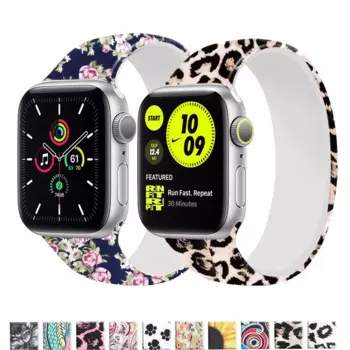 Ремешок Solo Loop для Apple Watch Band 40 мм 38 мм 44 мм 42 мм, Эластичный Силиконовый браслет с принтом для наручных часов iWatch band 5/4/3/SE/6/7