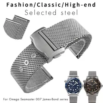 Ремешок TINTAG из нержавеющей стали для часов Omega 007 Seamaster 300, 19 дюймов, 20 мм, складная Пряжка, мужской деловой металлический браслет из стали