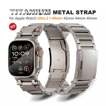 Ремешок титановый для Apple Watch Ultra 2 1 49 мм, люксовый мужской браслет для iWatch Series 9 8 7 45 мм 6 5 4 3 SE 44 мм 42 мм