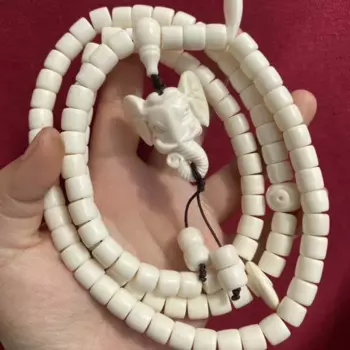 Ремесла, белый браслет, искусственная кожа, для мужчин и женщин, стиль 108, костюм, кость Будды, бусины, подвесные S