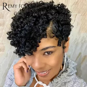 Remy Forte Pixie Cut Curly Wigs Человеческие волосы Бразильские бесклеевые парики шнурка Человеческие волосы 13x5x1 L-Czt Парики фронта шнурка Человеческие волосы