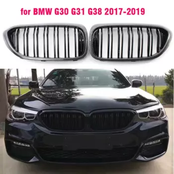 Решетка переднего бампера из углеродного волокна для BMW 5 серии M5 G30 G31 520i 530i 540i ABS 2-платная глянцевая черная передняя решетка почек матовая