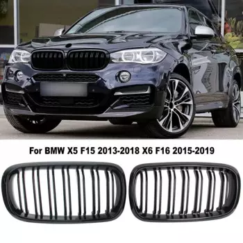 Решетка радиатора для BMW F15, сменный передний бампер с двойной линией, черная глянцевая решетка для BMW X5 F15 2014-2017 X6 F16 2014-2018