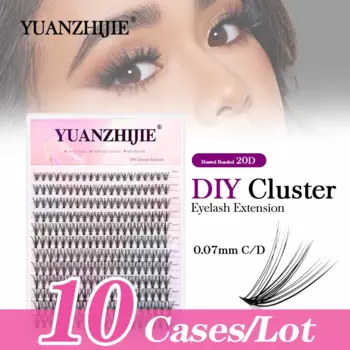 Ресницы для наращивания YUANZHIJIE, 10 коробок/партия, 20D, 240 шт. кластера, 0.07C/D, завитки 8-20 мм, отдельные, яркие, многоразовые ресницы разной длины