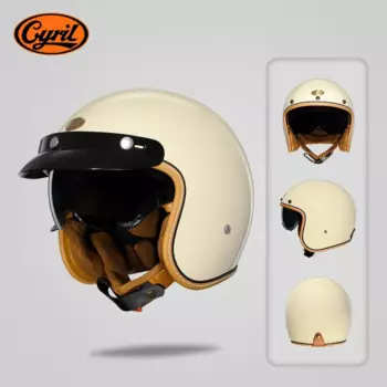 Ретро 3/4 полумотоциклетный шлем с открытым лицом CYRIL B206, легкий взрослый реактивный шлем Vantage для мужчин и женщин, одобренный DOT ECE