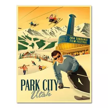 Ретро лыжи в Альпах картина на холсте AliPaint