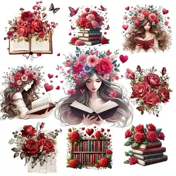 Ретро наклейки BLINGIRD Красная роза для скрапбукинга