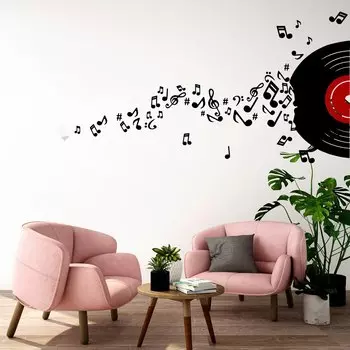 Ретро проигрыватель музыкальных нот наклейка Duruibom