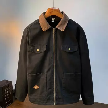 Ретро спецодежда, пальто, мужская весенне-осенняя новая мода с воротником-поло, высококачественная повседневная универсальная джинсовая куртка
