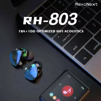 RevoNext RH-803 HiFi проводные наушники-вкладыши 1DD + 1BA, стереонаушники, наушники для музыкантов, барабанщиков, певцов