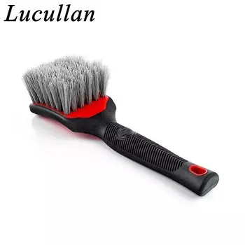 Резиновая ручка Lucullan, никогда не царапается, щетки для детализации автомобильных колес, средней и жесткой синтетической щетины, очиститель для шин