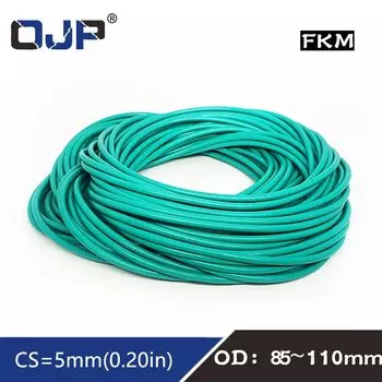 Резиновое кольцо, зеленое уплотнительное кольцо FKM, толщина 5 мм, OD85/90/95/100/105/110 мм, резиновые уплотнительные кольца, уплотнительная прокладка, масляные принадлежности, шайба для топлива, 1 шт.